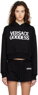 Черный худи с вышивкой Versace Underwear