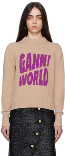 Коричневый свитер интарсия GANNI