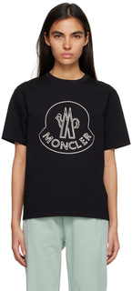 Черная футболка с вышивкой Moncler