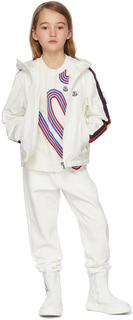 Детская белая прорезиненная футболка с принтом Moncler Enfant