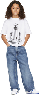 SSENSE Эксклюзивная детская белая футболка с шахматами 032c