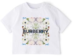Белая футболка с принтом Baby Montage Burberry