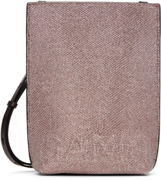 Розовая маленькая сумка через плечо с блестками и баннером GANNI