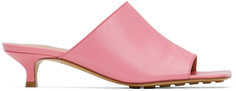 Розовые эластичные мюли на каблуке Bottega Veneta