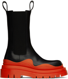 Черно-оранжевые ботинки челси из покрышек Bottega Veneta
