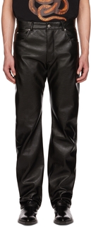 Черные прямые брюки из искусственной кожи LU&apos;U DAN
