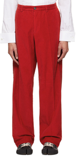 Красные брюки с ремешком на петлях Maison Margiela