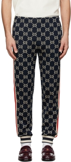 Синие жаккардовые брюки с узором GG Lounge Gucci