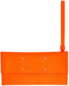 Оранжевый большой кожаный кошелек Maison Margiela