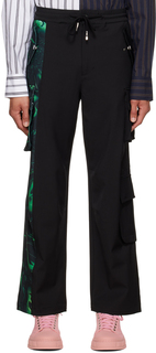 Черно-зеленые лакированные брюки карго Feng Chen Wang