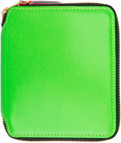 Зеленый бумажник Super Fluo Line Comme des Garçons Wallets