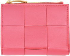 Маленький розовый кошелек на молнии Bottega Veneta