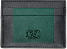 Черно-зеленый визитница с логотипом VLogo Valentino Garavani