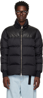 Черный пуховик из буграна Moncler