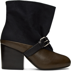 Черно-коричневые ботинки с пряжками LEMAIRE