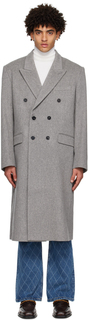 Серое двубортное пальто Ernest W. Baker