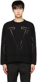 Черный свитер с вырезом Valentino