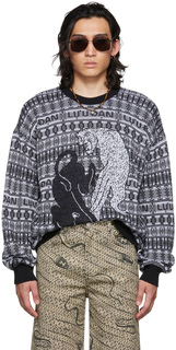 Серо-белый свитер с ягуарами LU&apos;U DAN