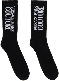Черные носки с логотипом Versace Jeans Couture