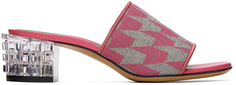 Розово-серые жаккардовые босоножки на каблуке Marni
