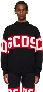 Черный свитер с полосками GCDS