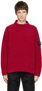 Красный свитер из синели Stone Island