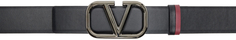 Двусторонний ремень черного и бордового цвета с логотипом VLogo Valentino Garavani