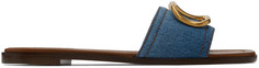 Синие шлепанцы с логотипом VLogo Valentino Garavani