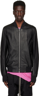 Черная классическая кожаная куртка Flight Rick Owens