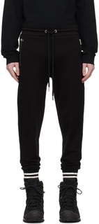 Черные брюки для отдыха с манжетами в полоску Moncler