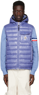 Синий пуховый жилет раго Moncler