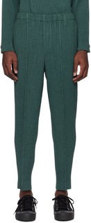 Зеленые шерстяные легкие брюки Homme Plissé Issey Miyake