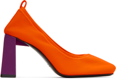 Оранжевые босоножки на каблуке из трикотажа Nina Ricci