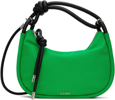 Зеленая сумка-багет с узлом GANNI
