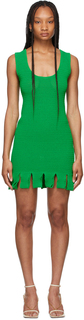 Зеленое вязаное платье в рубчик Bottega Veneta