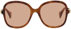 Квадратные солнцезащитные очки черепаховой расцветки Gucci
