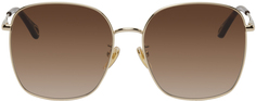 Золотые квадратные солнцезащитные очки Chloé Chloe