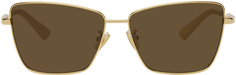 Золотые классические квадратные солнцезащитные очки Bottega Veneta