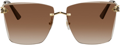 Золотые квадратные солнцезащитные очки Cartier