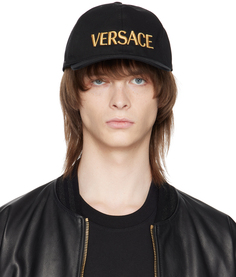 Черная кепка с вышитым логотипом Versace