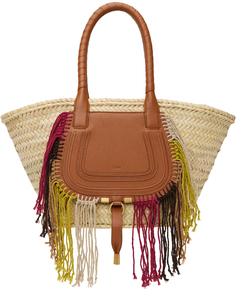 Светло-коричневая объемная сумка-тоут Marcie Basket среднего размера Chloé Chloe