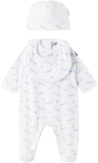 Комплект из трех предметов Baby White &amp; Blue с принтом Moncler Enfant