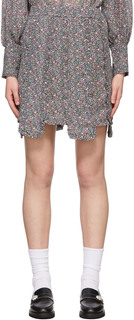 Многоцветная мини-юбка из крепа с цветочным принтом GANNI