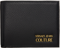 Черный бумажник с логотипом Bifold Versace Jeans Couture
