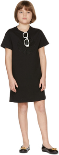 Детское черное платье-футболка с украшением Medusa с украшением Versace