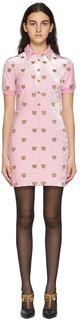 Розовое велюровое короткое платье Teddy All Over Teddy Moschino