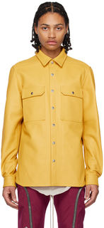 Желтая кожаная куртка-рубашка Rick Owens