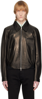 Черная кожаная куртка на молнии Alexander McQueen