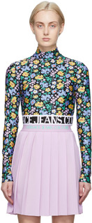 Разноцветная укороченная водолазка с цветочным принтом Versace Jeans Couture
