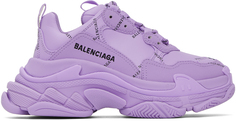 Пурпурные кроссовки Triple S с логотипом по всей поверхности Balenciaga